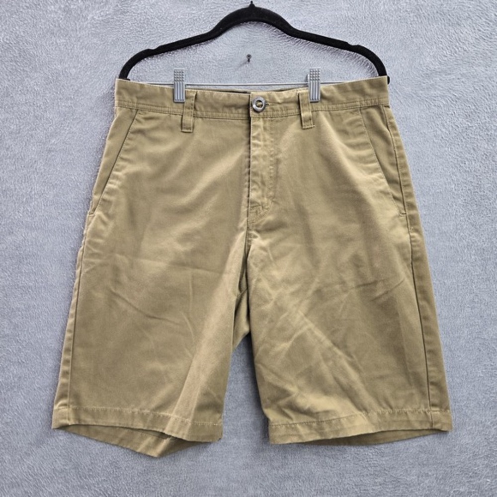 Volcom Men Shorts 31 Khaki Chino Twill‎ Button 10" Inseam
